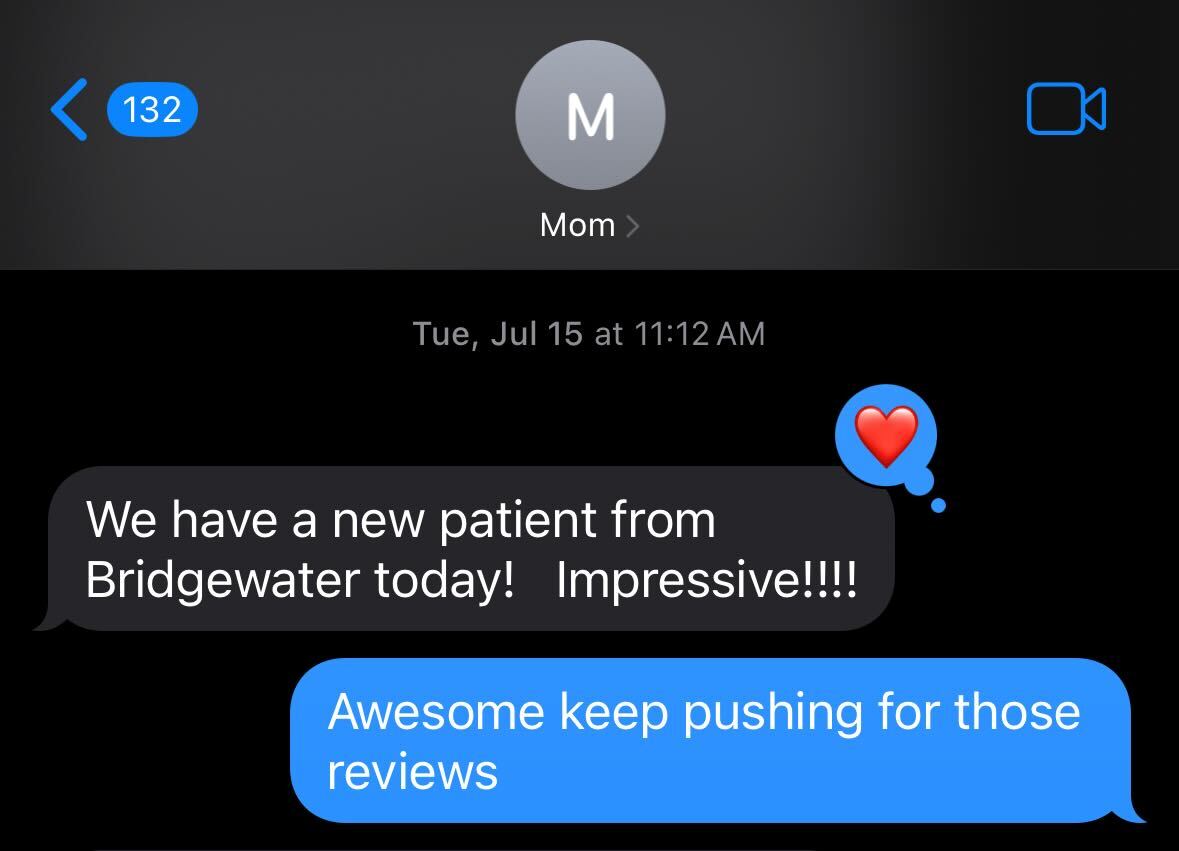 Text message from office manager